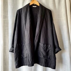 Eileen Fisher Black Open-Front Shawl Collar Blazer